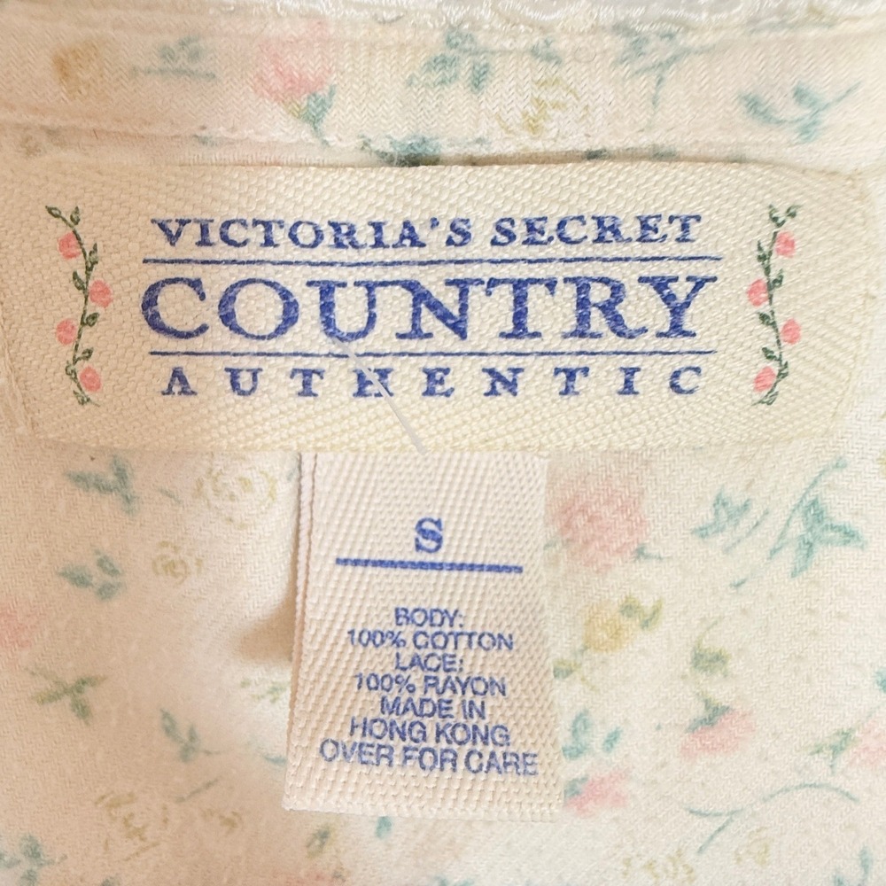 VTG Victorias Secret Country Floral Flannel Cotton Nightgown Long Sleep Dress S - Picture 4 of 8